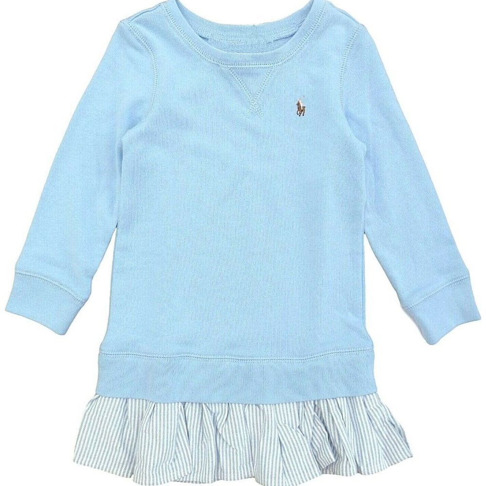 *SOLD* Ralph Lauren Girls Baby 2 Pcs Sweater Dress + Bloomer SPRING BLUE 18 M